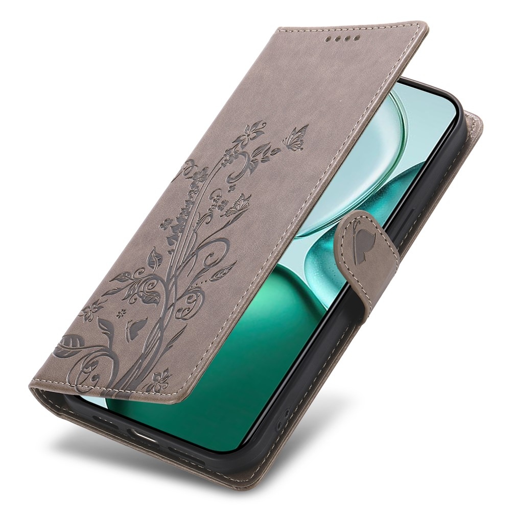 Flowers knižkové puzdro na Honor Magic 8 Lite 5G - šedé