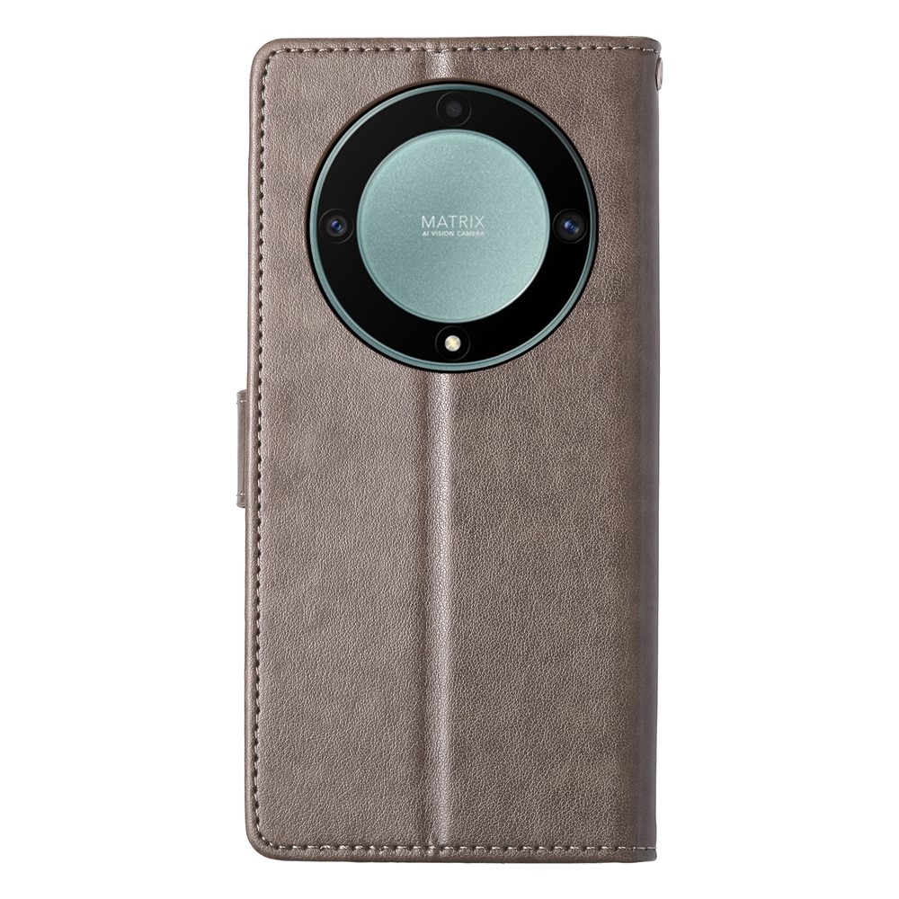 Flowers knižkové puzdro na Honor Magic 8 Lite 5G - šedé