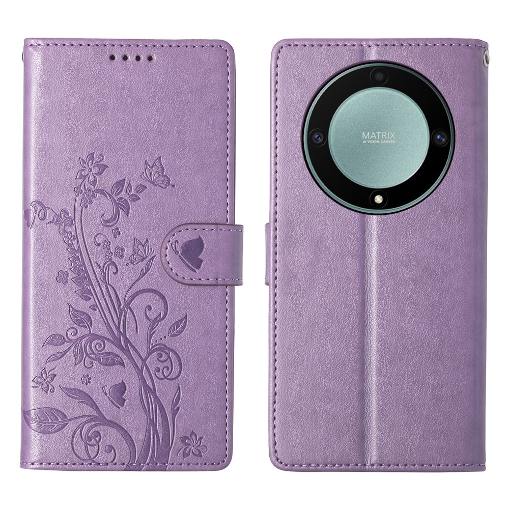 Flowers knižkové puzdro na Honor Magic 8 Lite 5G - svetlofialové