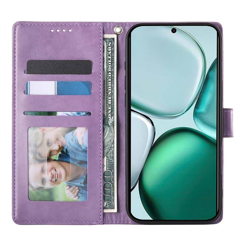 Flowers knižkové puzdro na Honor Magic 8 Lite 5G - svetlofialové