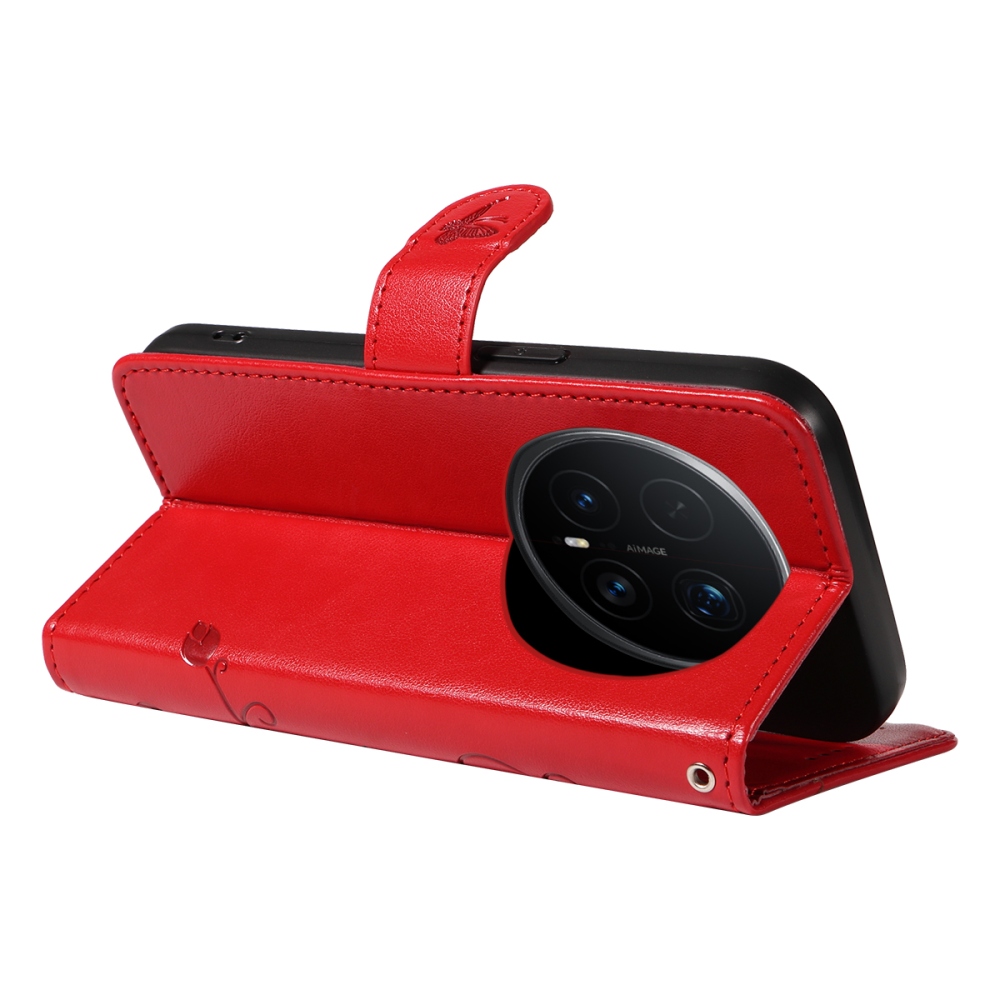 Flowers knižkové puzdro na Honor Magic 8 Pro 5G - červené