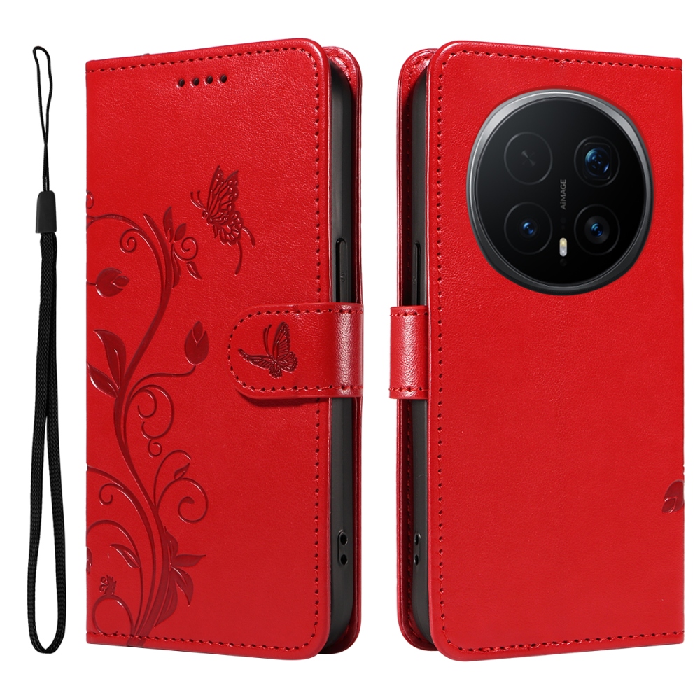 Flowers knižkové puzdro na Honor Magic 8 Pro 5G - červené
