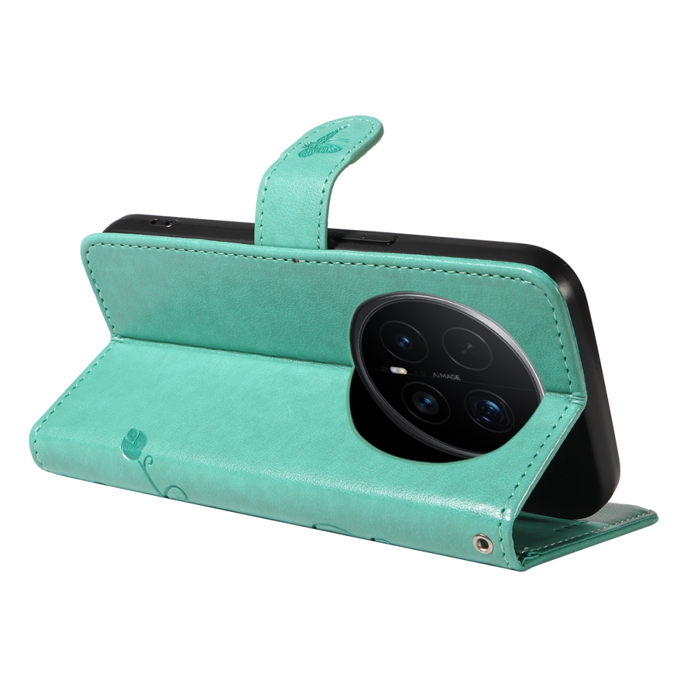 Flowers knižkové puzdro na Honor Magic 8 Pro 5G - modrozelené