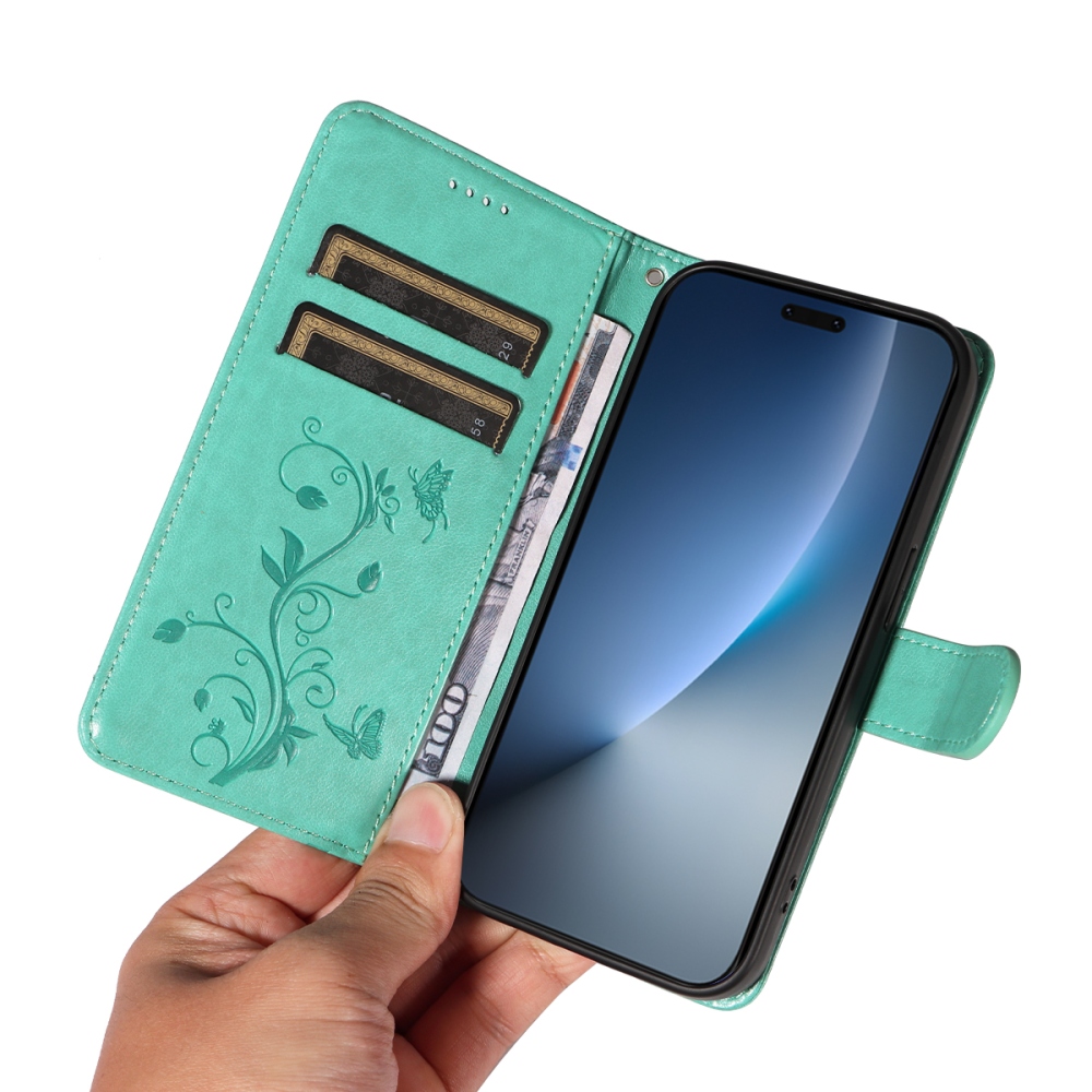 Flowers knižkové puzdro na Honor Magic 8 Pro 5G - modrozelené