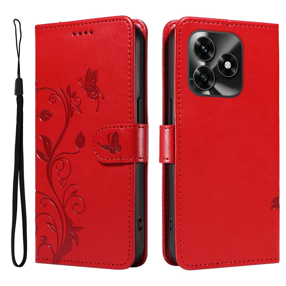 Flowers knižkové puzdro na Honor X5c Plus - červené