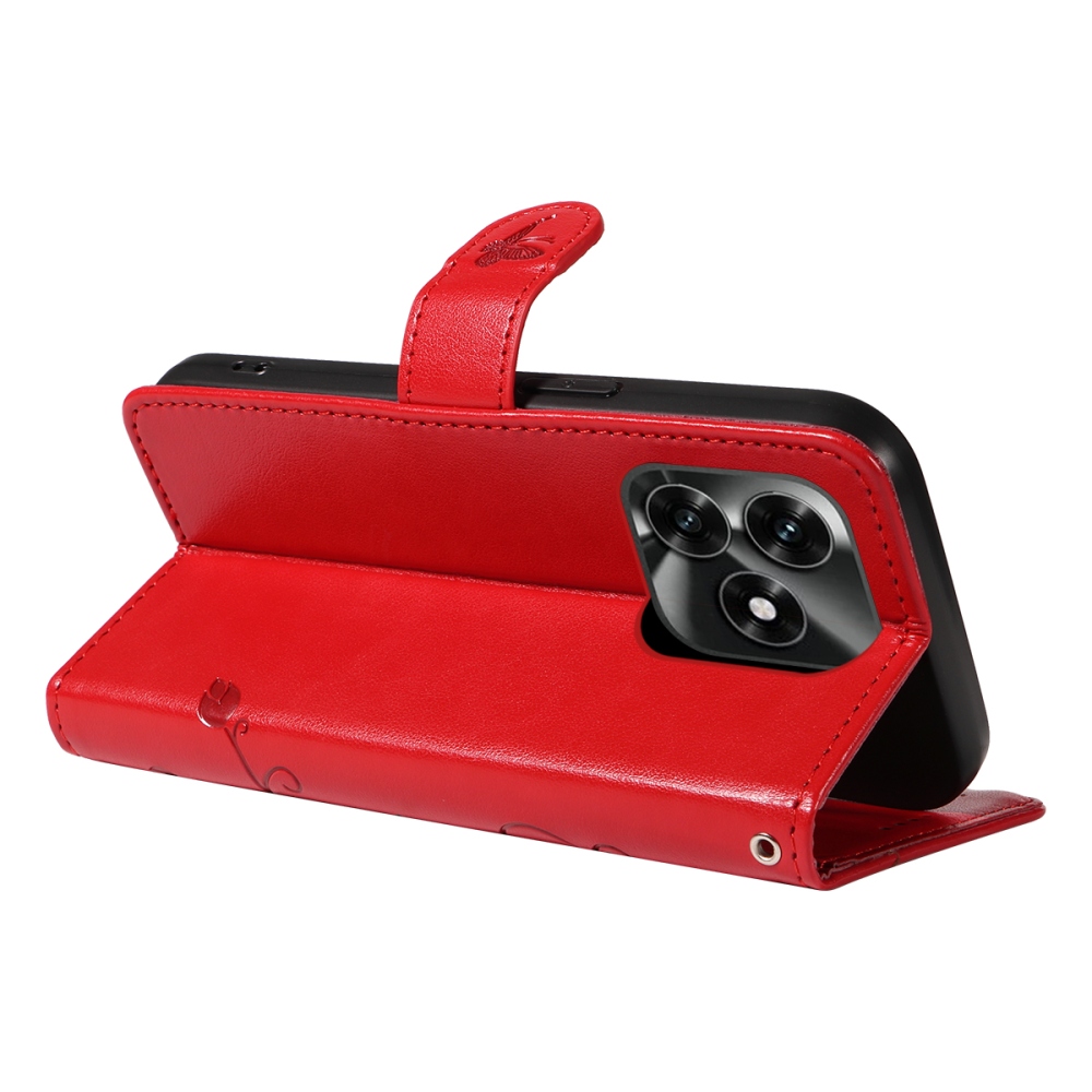 Flowers knižkové puzdro na Honor X5c Plus - červené