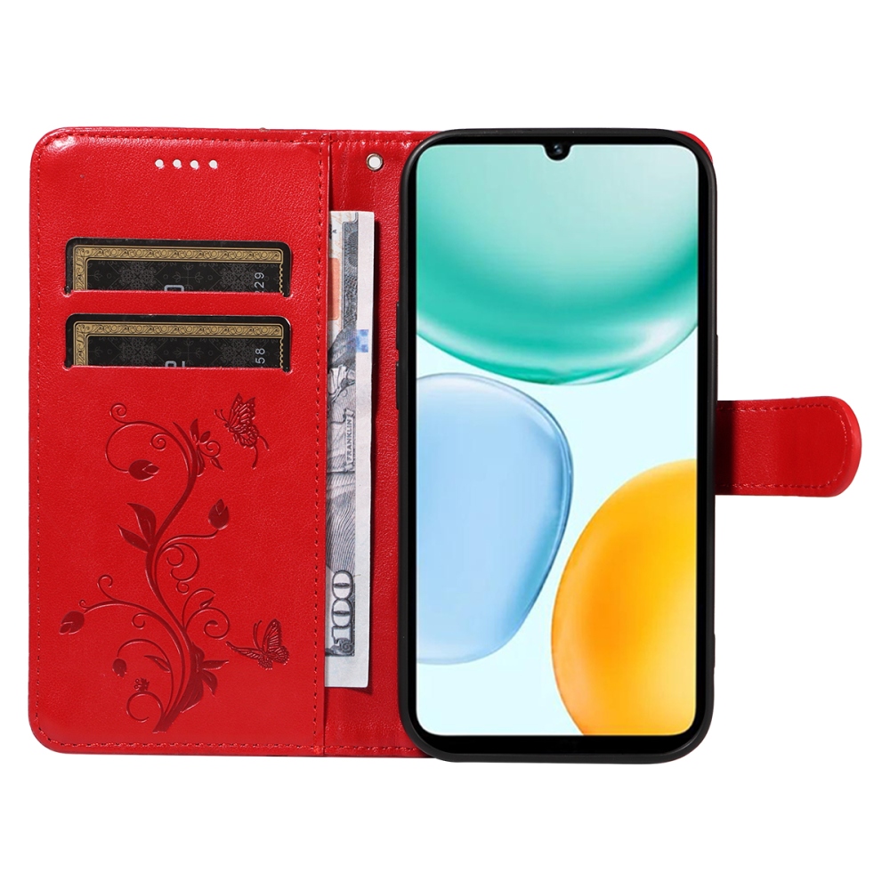 Flowers knižkové puzdro na Honor X5c Plus - červené