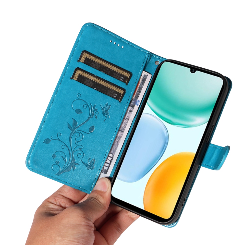 Flowers knižkové puzdro na Honor X5c Plus - modré