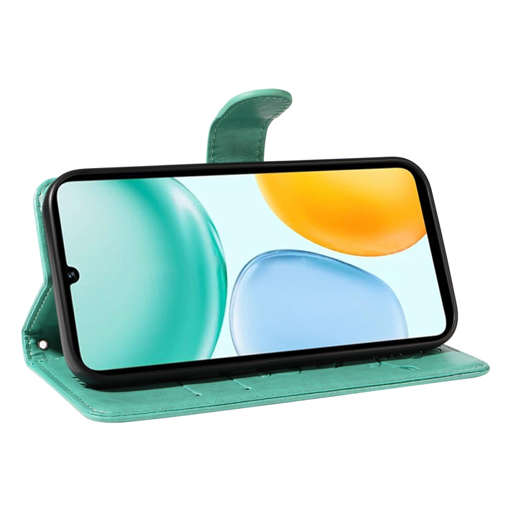 Flowers knižkové puzdro na Honor X5c Plus - modrozelené