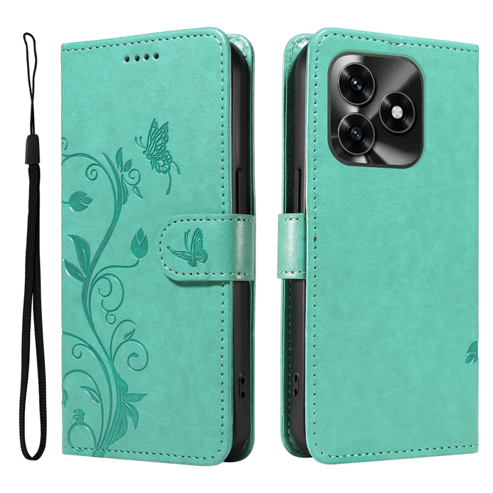 Flowers knižkové puzdro na Honor X5c Plus - modrozelené