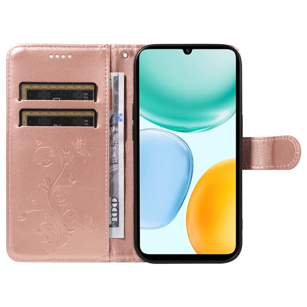 Flowers knižkové púzdro na Honor X5c Plus - ružovozlaté