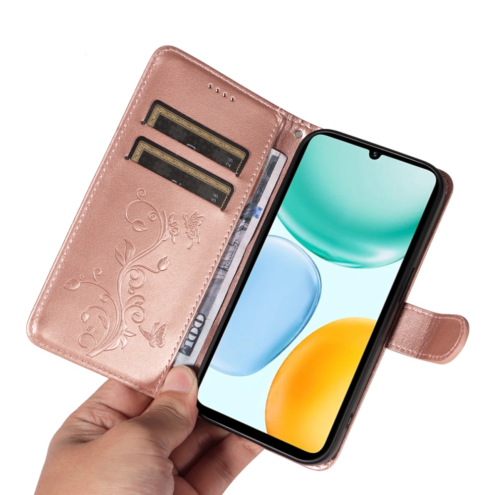 Flowers knižkové púzdro na Honor X5c Plus - ružovozlaté