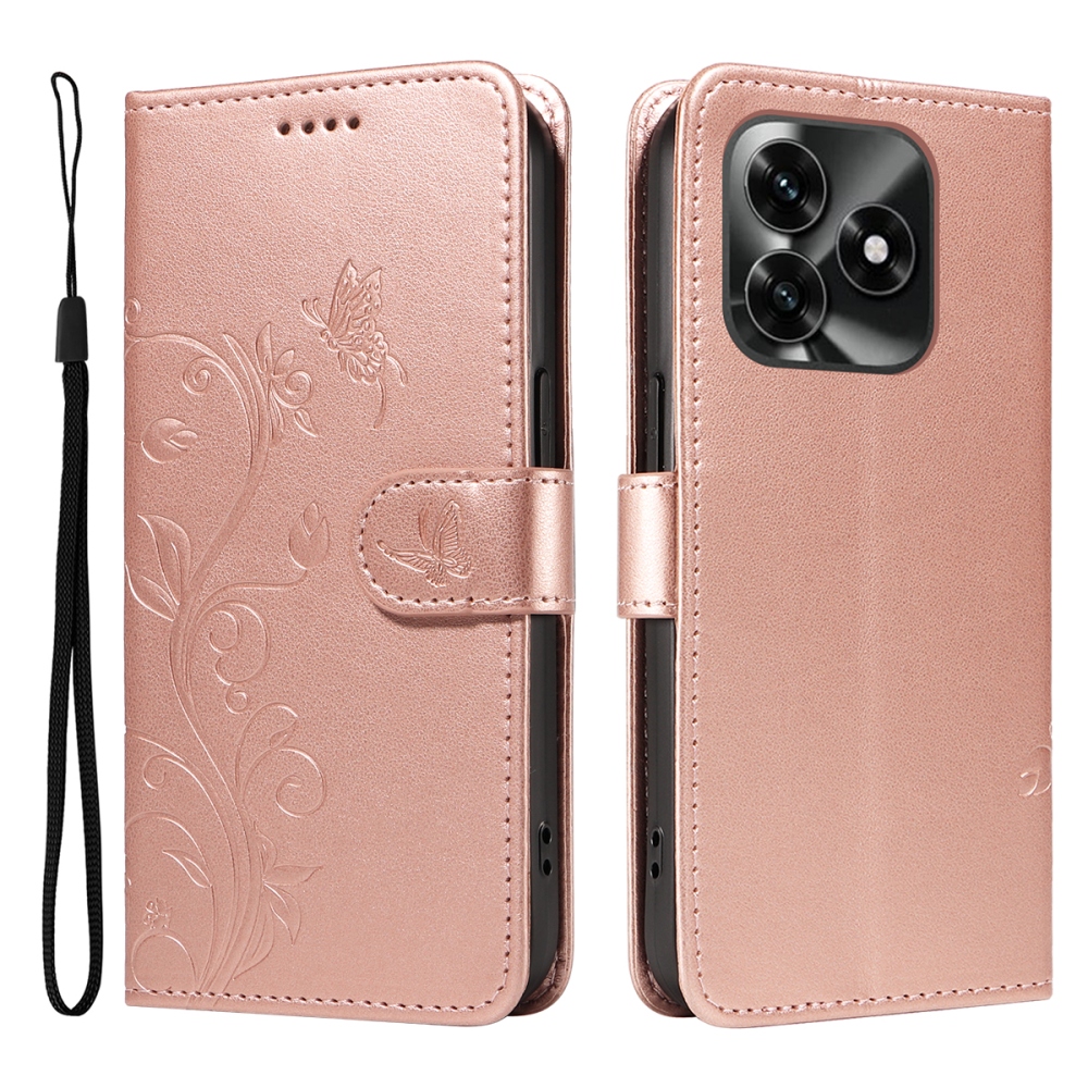 Flowers knižkové púzdro na Honor X5c Plus - ružovozlaté