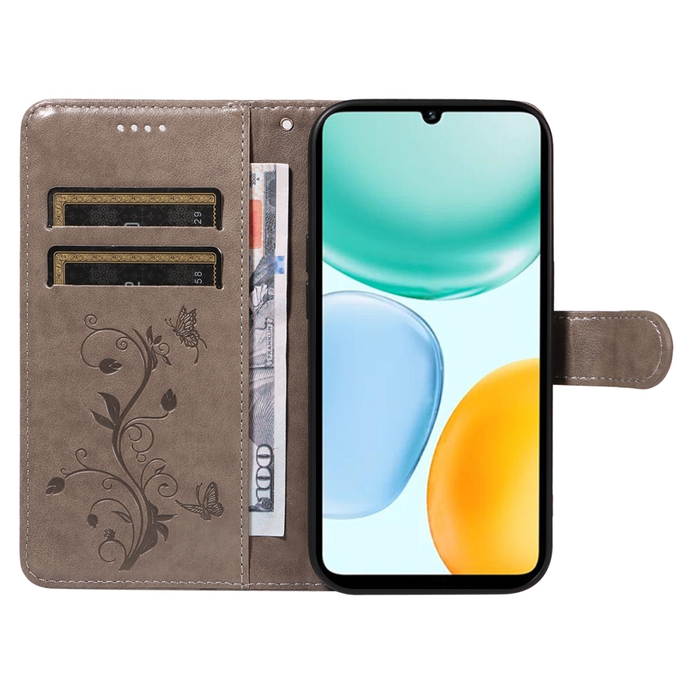 Flowers knižkové puzdro na Honor X5c Plus - šedé