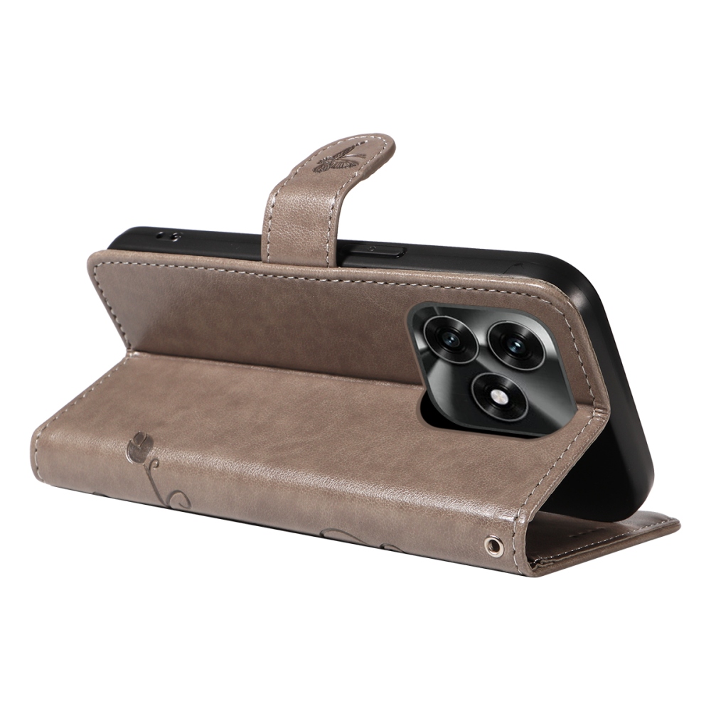 Flowers knižkové puzdro na Honor X5c Plus - šedé