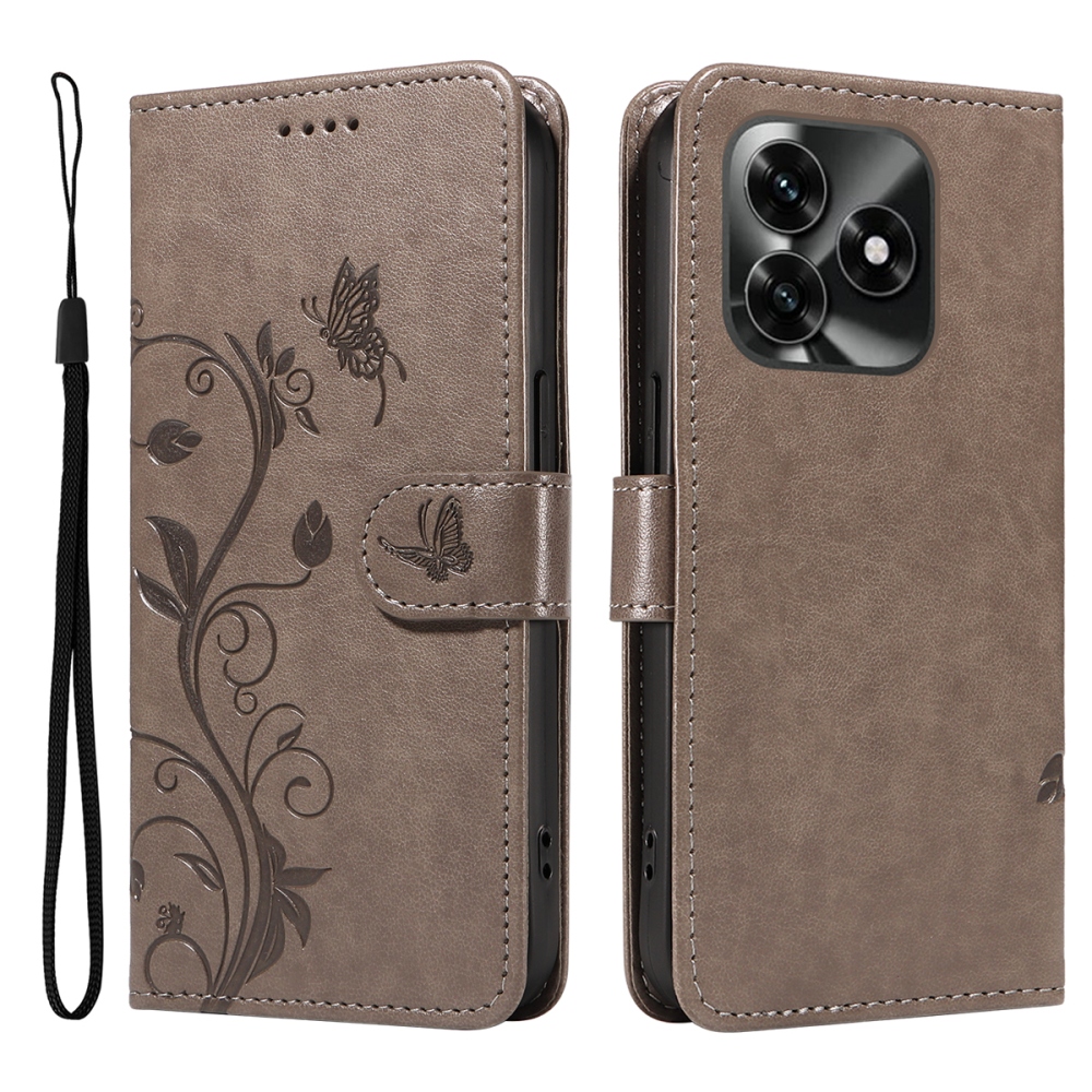 Flowers knižkové puzdro na Honor X5c Plus - šedé