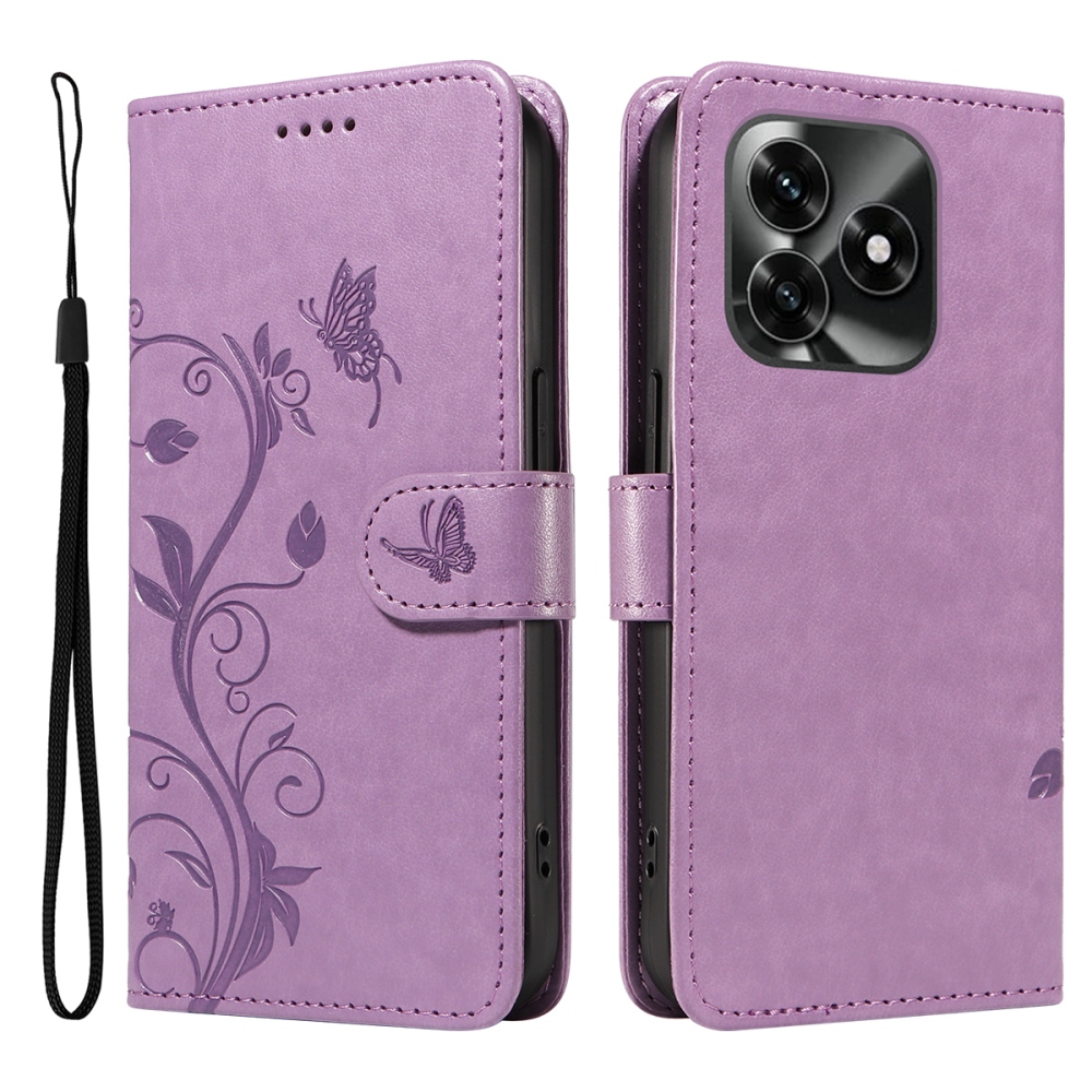 Flowers knižkové puzdro na Honor X5c Plus - svetlofialové