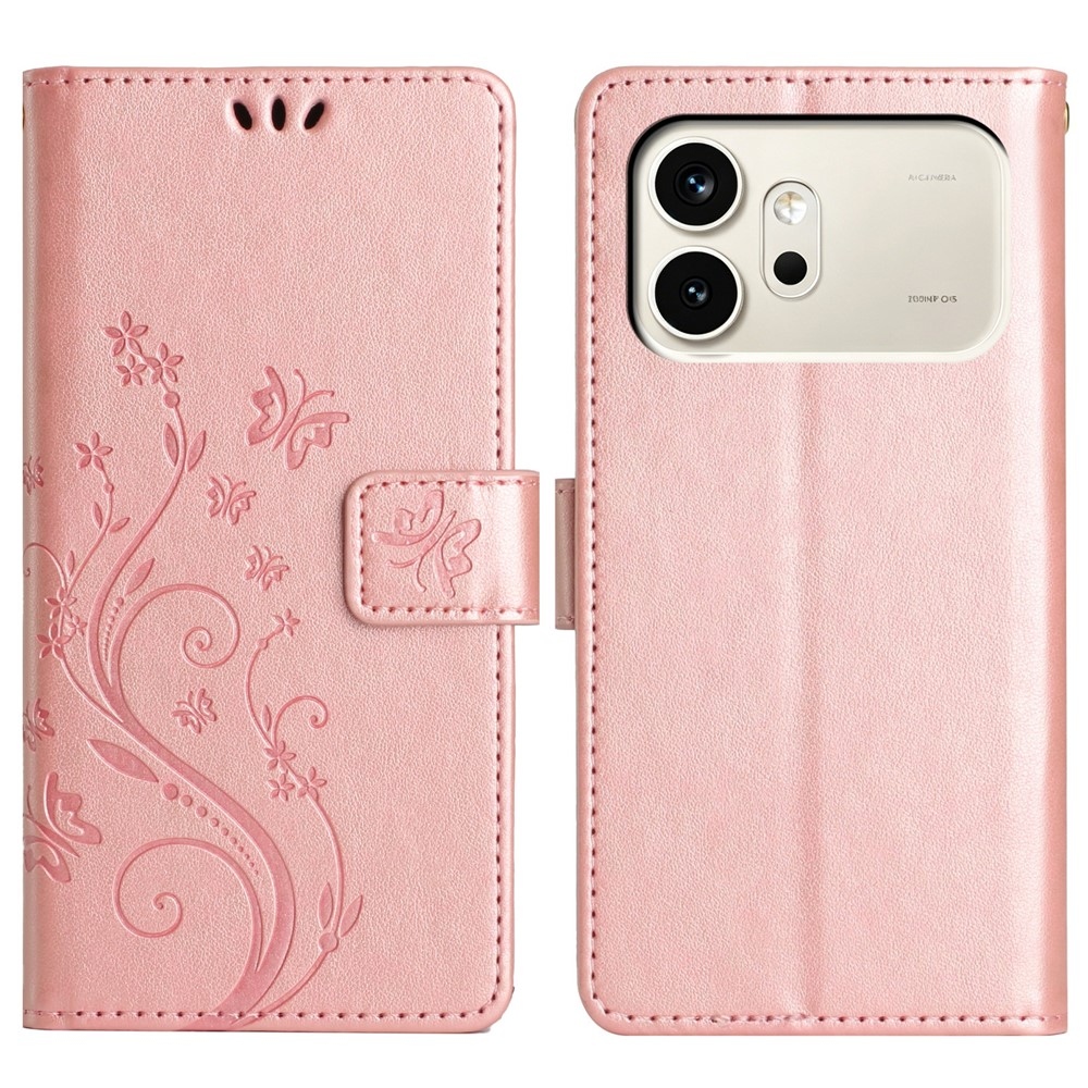 Flowers knižkové púzdro na mobil Honor 600 5G - ružovozlaté