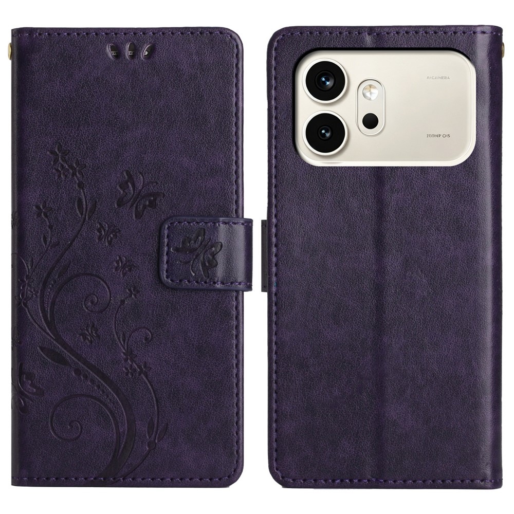 Flowers knižkové púzdro na mobil Honor 600 5G - tmavofialové