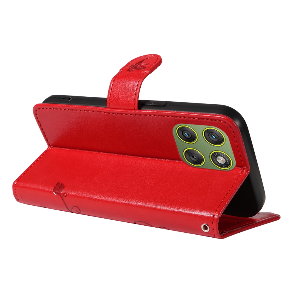 Flowers knižkové púzdro na Motorola Edge 70 5G - červené