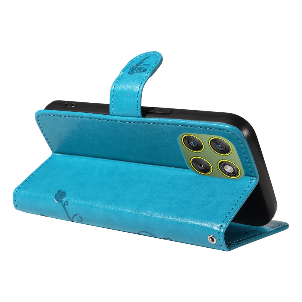 Flowers knižkové púzdro na Motorola Edge 70 5G - modré