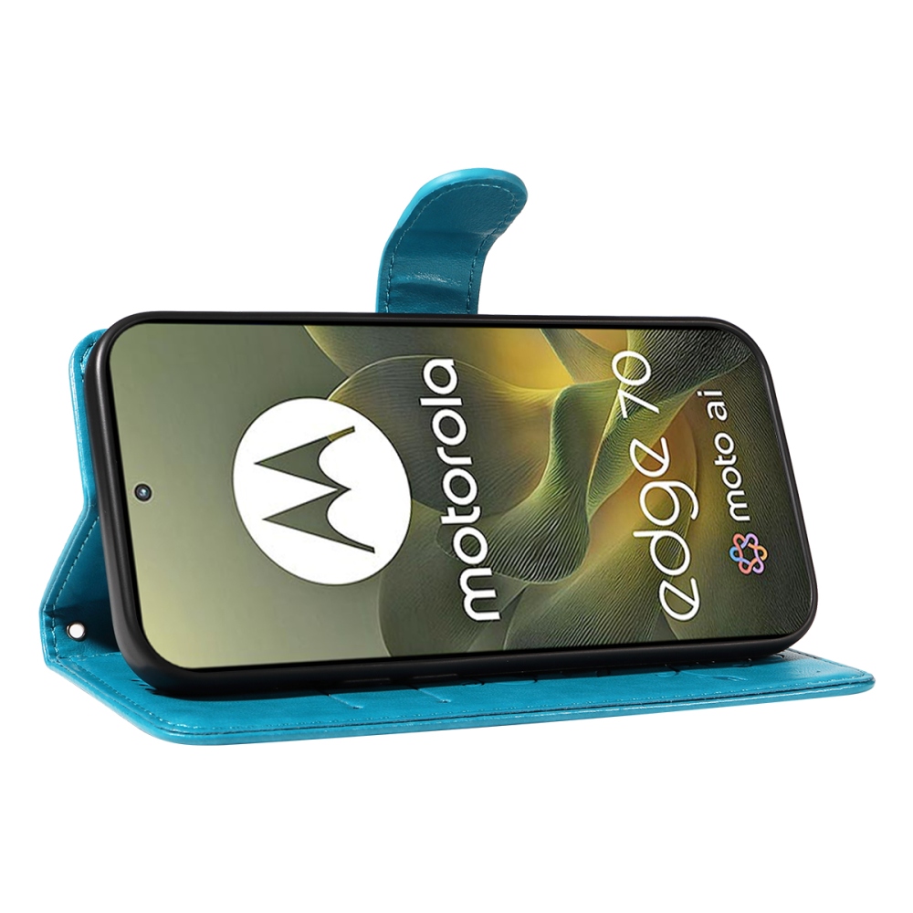 Flowers knižkové púzdro na Motorola Edge 70 5G - modré
