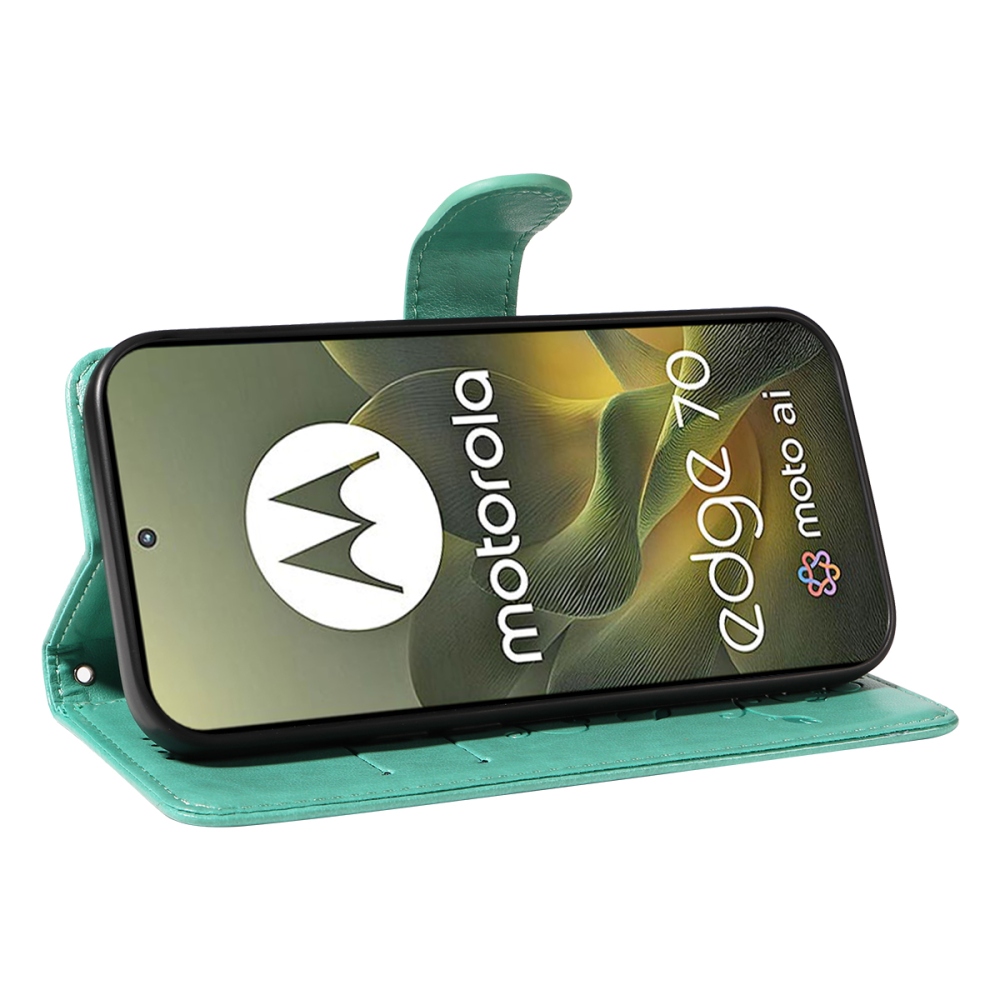 Flowers knižkové púzdro na Motorola Edge 70 5G - modrozelené