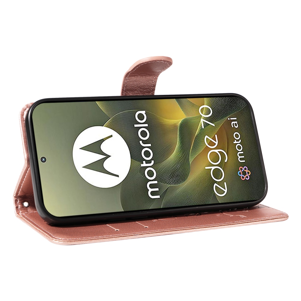 Flowers knižkové púzdro na Motorola Edge 70 5G - ružovozlaté