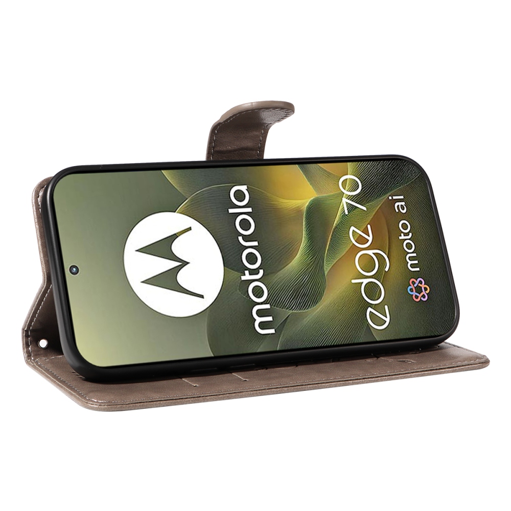 Flowers knižkové púzdro na Motorola Edge 70 5G - šedé