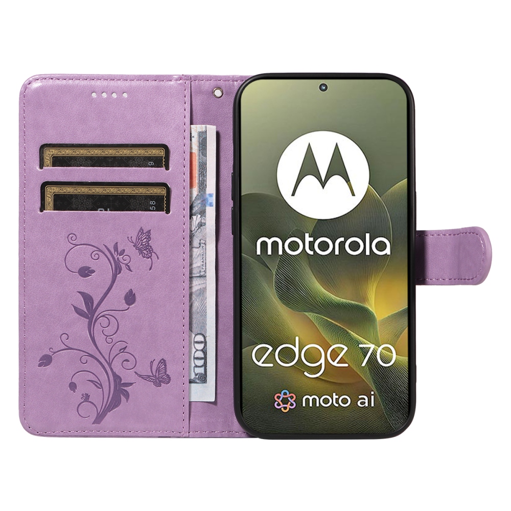 Flowers knižkové púzdro na Motorola Edge 70 5G - svetlofialové