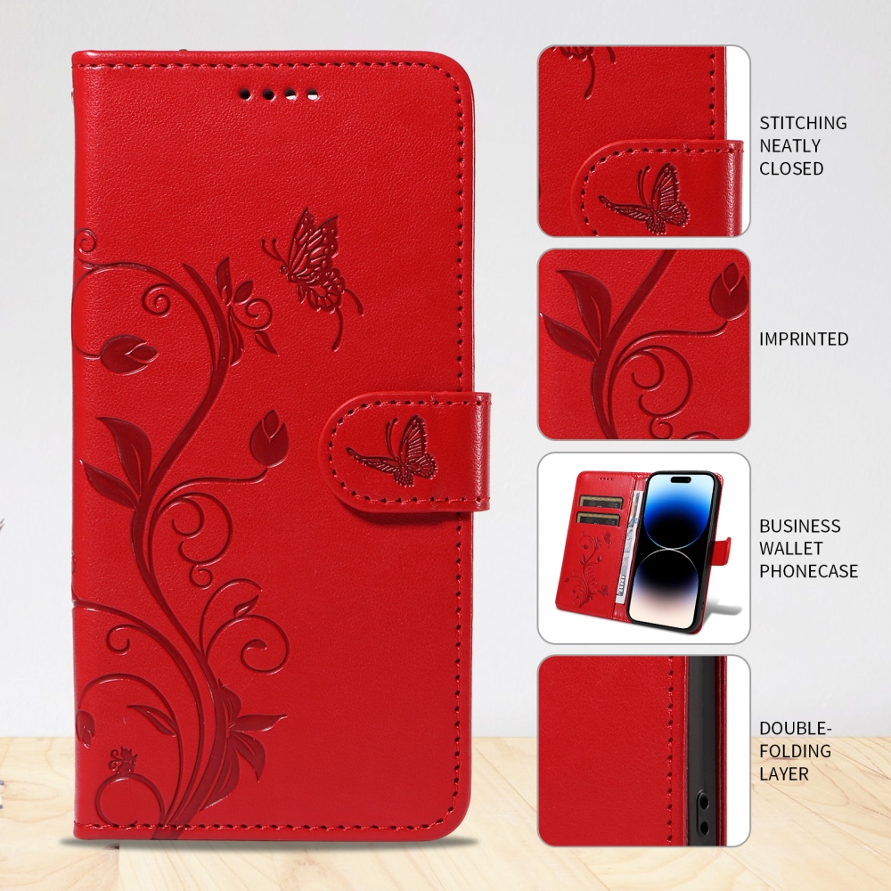 Flowers knižkové púzdro na Motorola Moto G57 Power 5G - červené