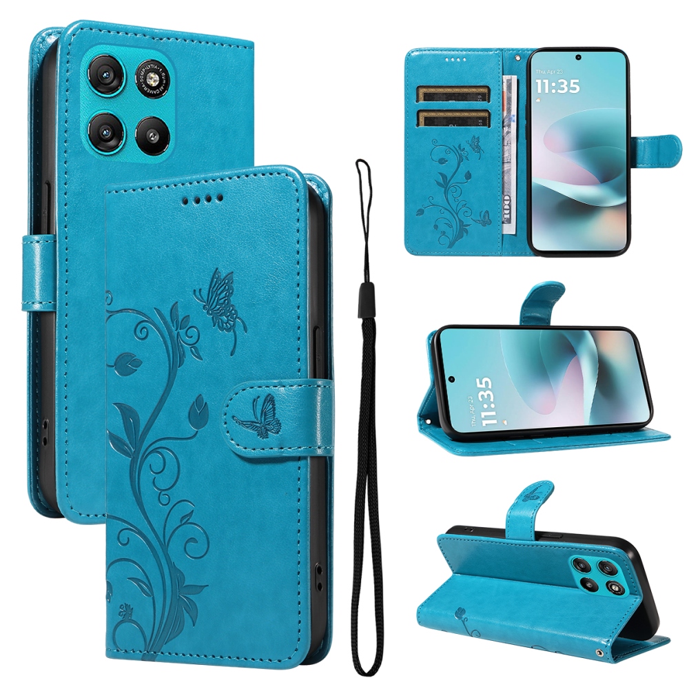 Flowers knižkové púzdro na Motorola Moto G57 Power 5G - modré