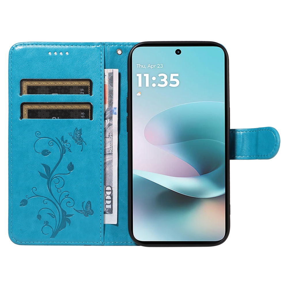 Flowers knižkové púzdro na Motorola Moto G57 Power 5G - modré