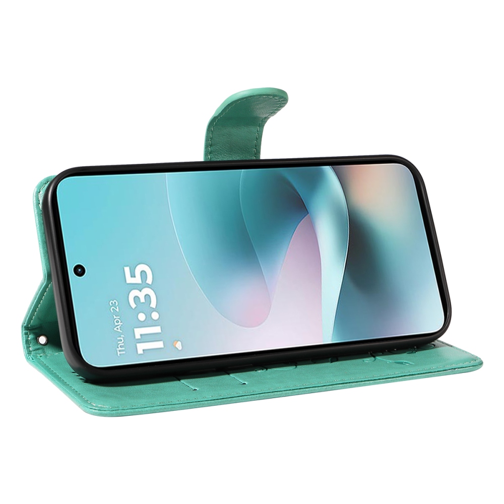 Flowers knižkové púzdro na Motorola Moto G57 Power 5G - modrozelené