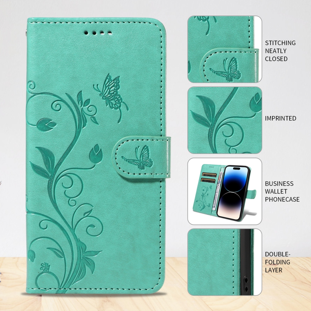 Flowers knižkové púzdro na Motorola Moto G57 Power 5G - modrozelené