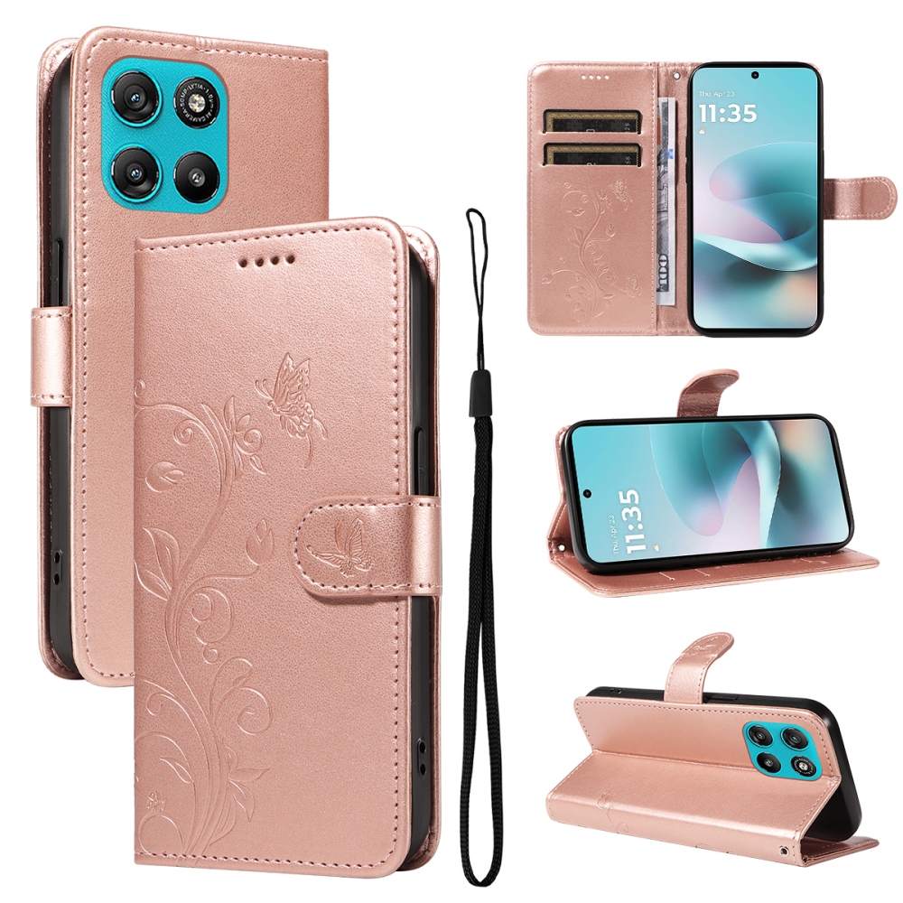Flowers knižkové púzdro na Motorola Moto G57 Power 5G - ružovozlaté