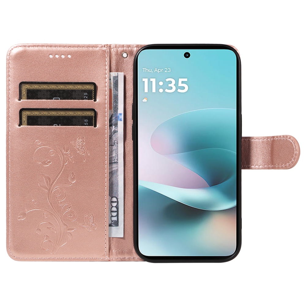 Flowers knižkové púzdro na Motorola Moto G57 Power 5G - ružovozlaté