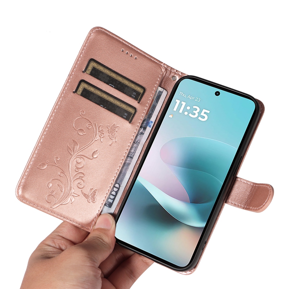 Flowers knižkové púzdro na Motorola Moto G57 Power 5G - ružovozlaté