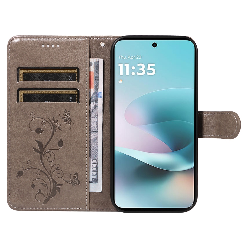 Flowers knižkové púzdro na Motorola Moto G57 Power 5G - šedé