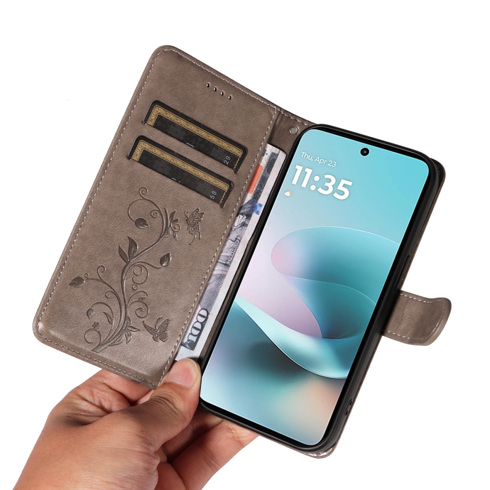 Flowers knižkové púzdro na Motorola Moto G57 Power 5G - šedé
