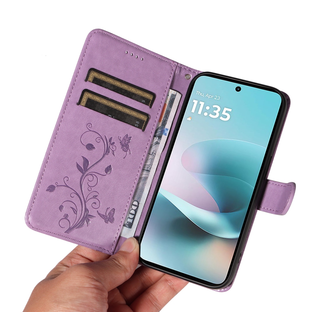 Flowers knižkové púzdro na Motorola Moto G57 Power 5G - svetlofialové