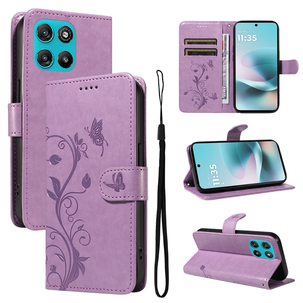 Flowers knižkové púzdro na Motorola Moto G57 Power 5G - svetlofialové