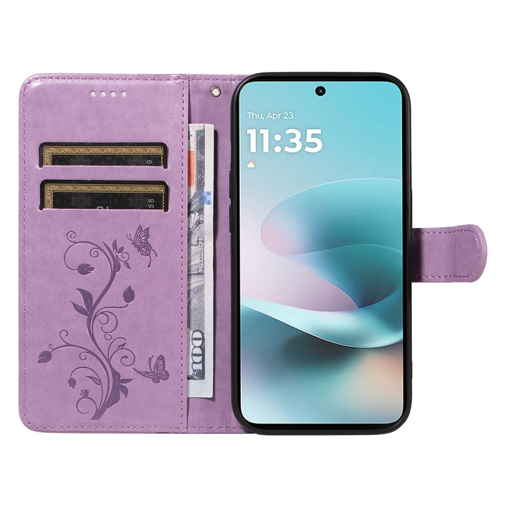 Flowers knižkové púzdro na Motorola Moto G57 Power 5G - svetlofialové