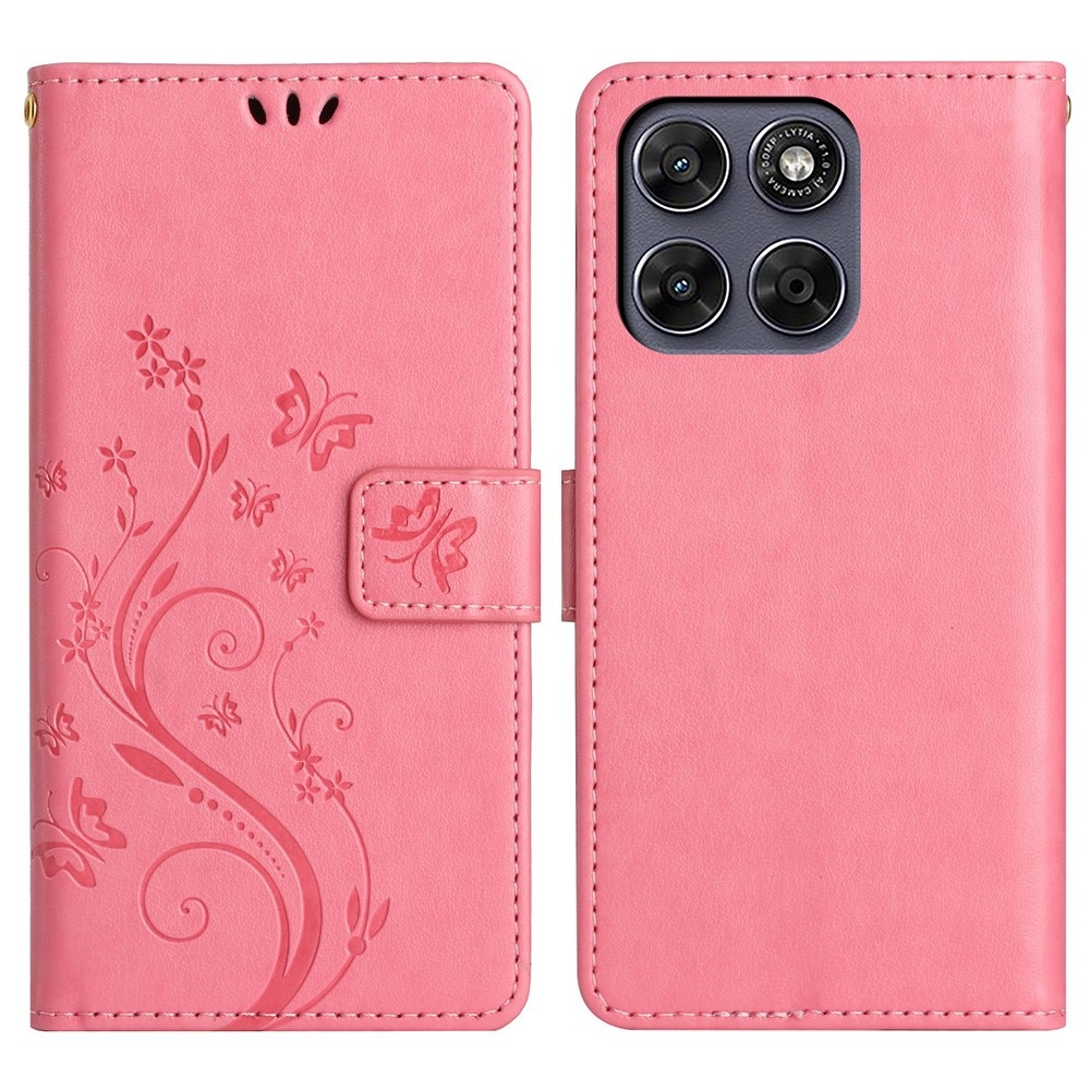 Flowers knižkové púzdro na Motorola Moto G87 5G/G77 5G/G67 5G - ružové