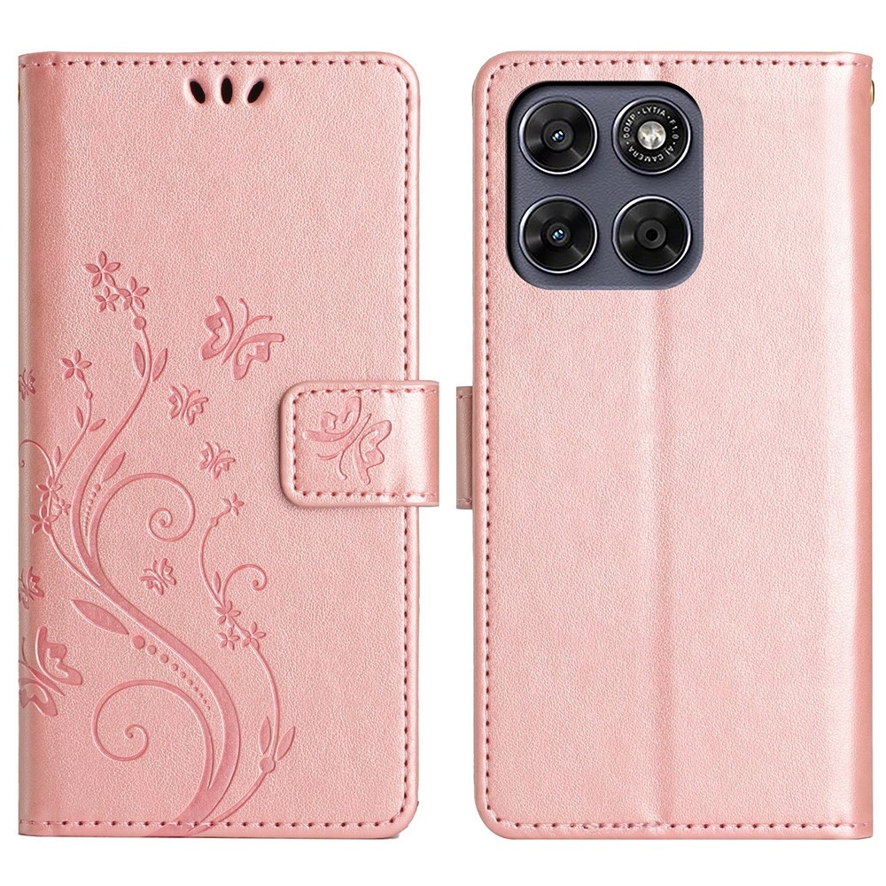 Flowers knižkové púzdro na Motorola Moto G87 5G/G77 5G/G67 5G - ružovozlaté