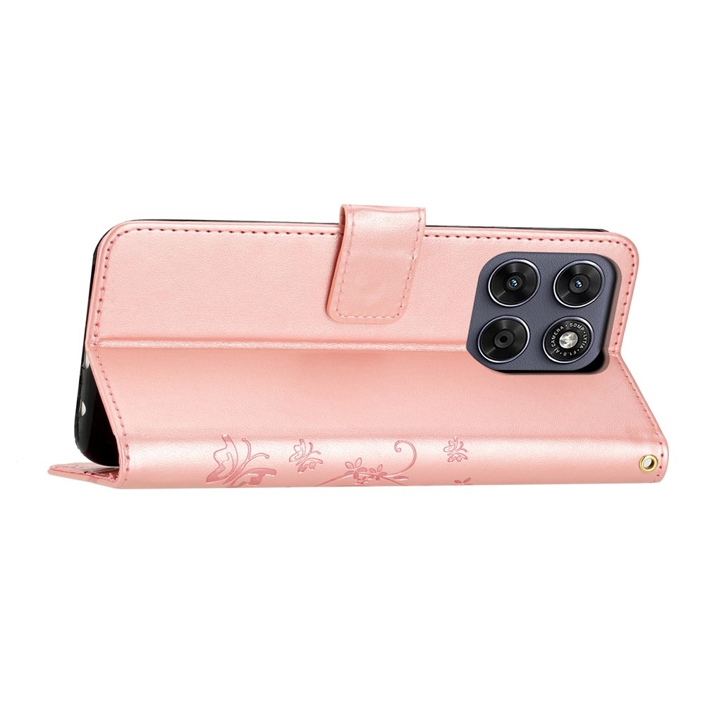 Flowers knižkové púzdro na Motorola Moto G87 5G/G77 5G/G67 5G - ružovozlaté