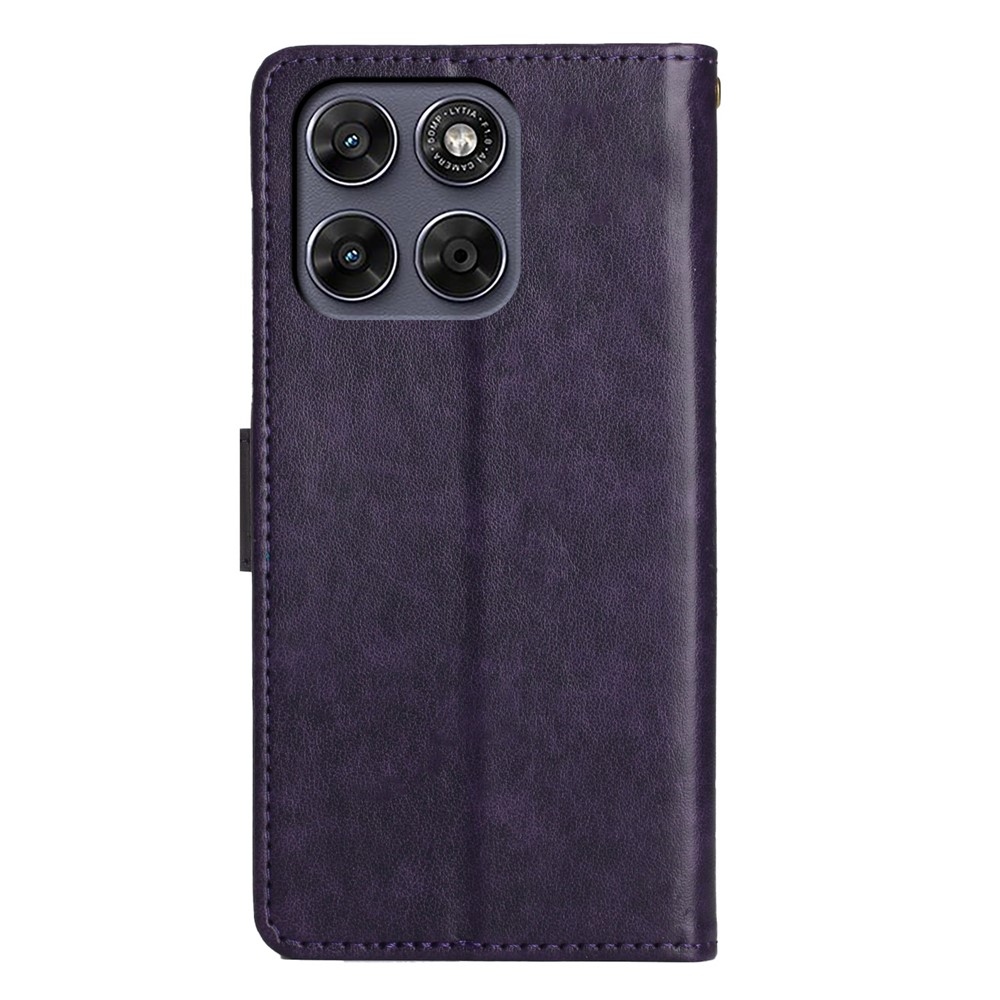 Flowers knižkové púzdro na Motorola Moto G87 5G/G77 5G/G67 5G - tmavofialové