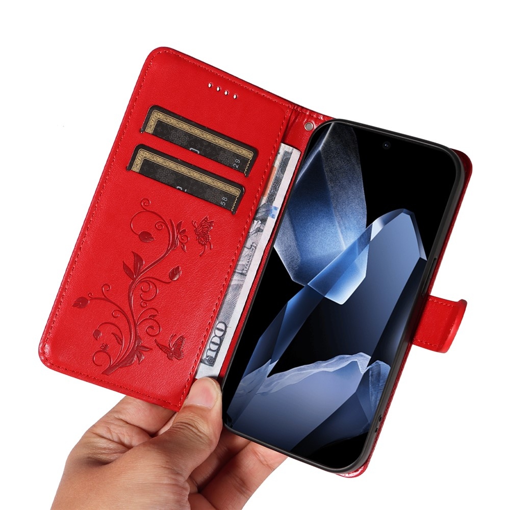 Flowers knižkové puzdro na OnePlus 13 - červené