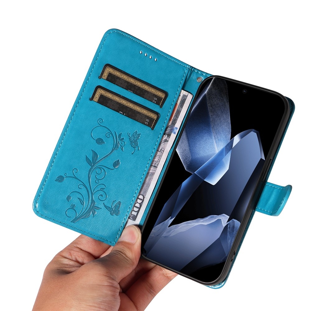 Flowers knižkové puzdro na OnePlus 13 - modré