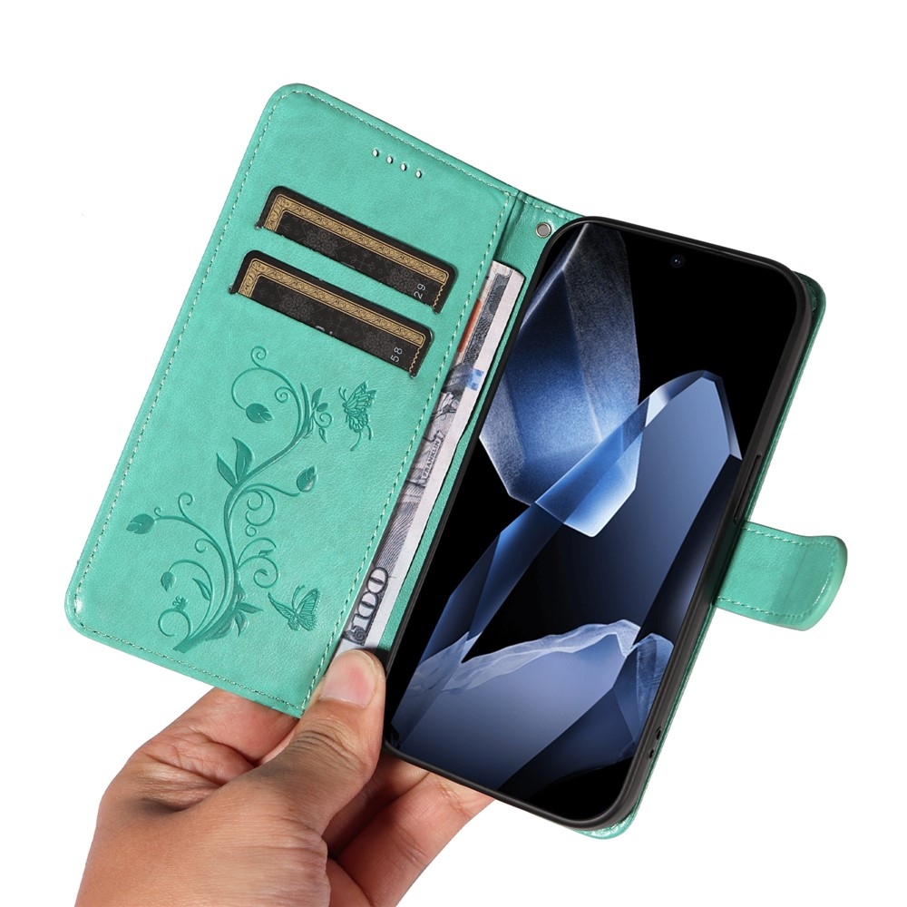 Flowers knižkové puzdro na OnePlus 13 - modrozelené